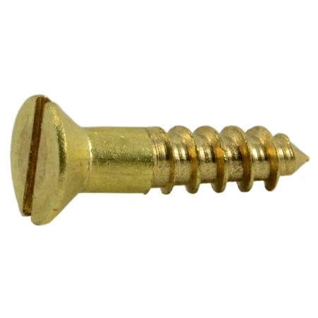 Midwest Fastener Wood Screw, #4, 1/2 in, Plain Brass Flat Head Slotted Drive, 60 PK 62054